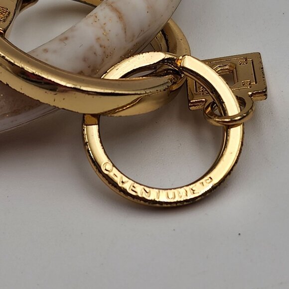 OVenture White & Gold Marbled Silicone Bracelet Key Ring With Gold Hardware READ - Picture 5 of 9